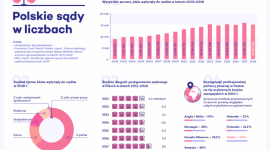 Polskie sądy w liczbach (INFOGRAFIKA) BIZNES, Prawo - Infografika przedstawiająca najważniejsze dane dotyczące wymiaru sprawiedliwości w Polsce.